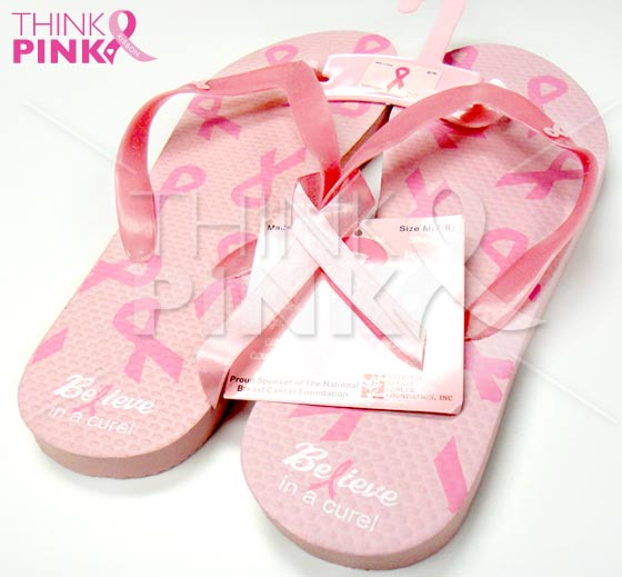 Pink Ribbon Flip Flops - Pink & Lg Ribbons