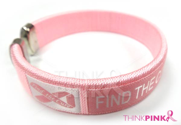 Breast Cancer "Find The Cure" Pink Band Bangle Bracelet