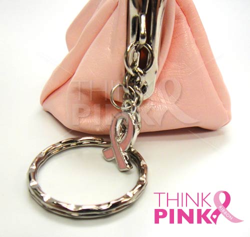 Breast Cancer Pink Coin Purse with Key Chain