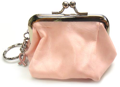 Breast Cancer Pink Coin Purse with Key Chain