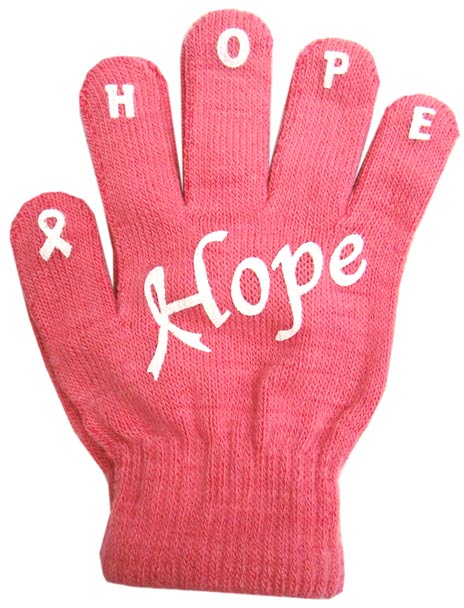 Ladies Non-Skid Pink Ribbon Gloves "Hope" - Style 03