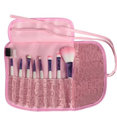 8pcs Eyeshadow Makeup Pink Brush Set with Pink Ribbon Case