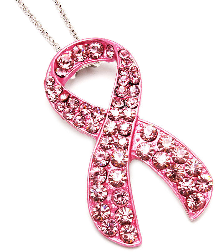 Pink Ribbon Charm Necklace