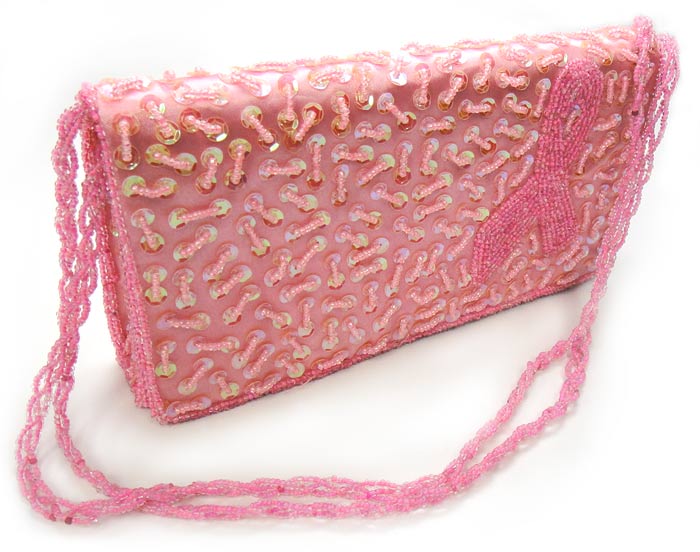 Breast Cancer Pink Ribbon Evening Bag - Beads Design