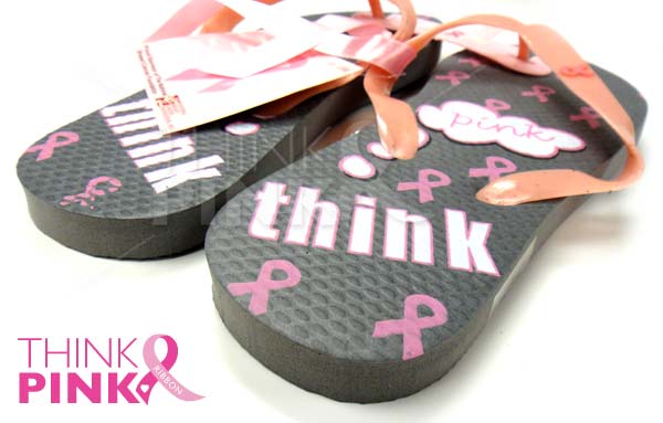 Pink Ribbon Flip Flops - Think Pink