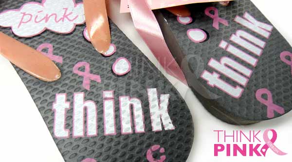 Pink Ribbon Flip Flops - Think Pink
