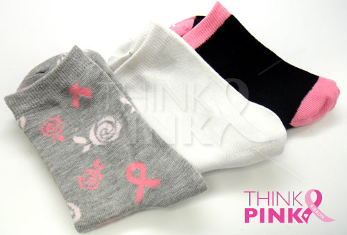 Breast Cancer Awareness 3 Pack Socks -Style 03