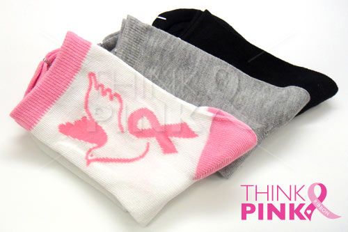 Breast Cancer Awareness 3 Pack Socks -Style 01