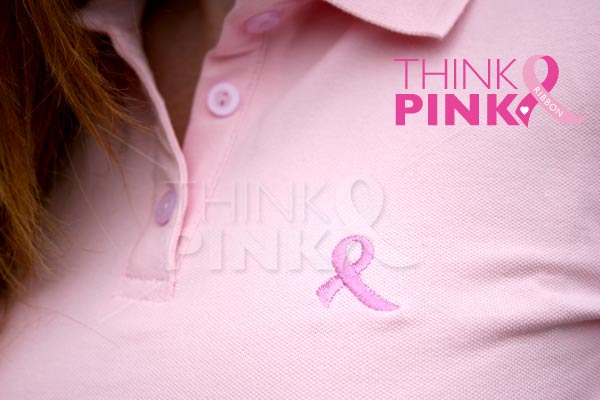 Ladies Pink Ribbon Polo Shirt -Pink
