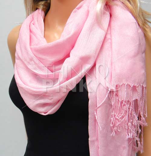 Breast Cancer Pashmina | Pink Soft Cotton Shawl | Think Pink Ribbon