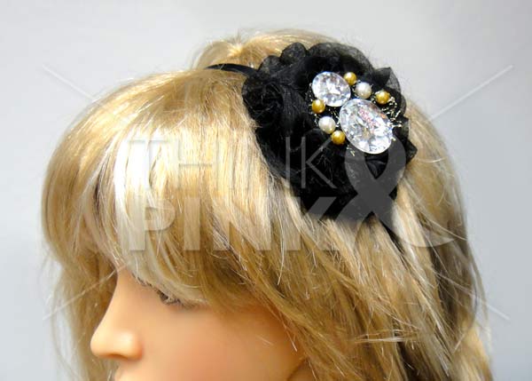 Pink Ribbon Headband-Black