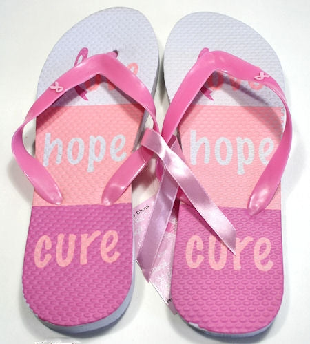 Pink Ribbon Flip Flops - Love Hope Cure