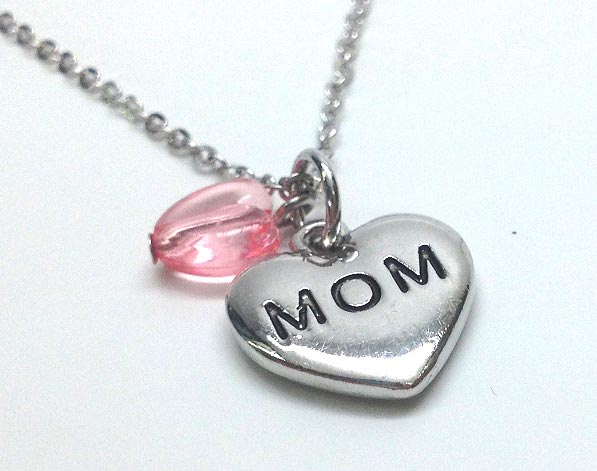 Mom Heart Pink Toggle Pendant