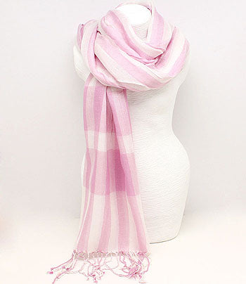 Pink & White Checked Scarf