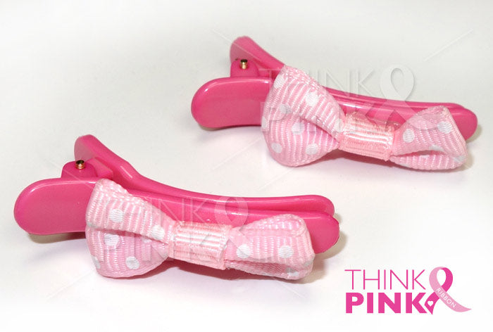 Pink Ribbon Bow Snap Hair Clip