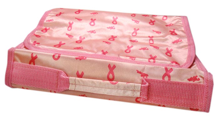 Pink Folding Cosmetic Pouch with Pink Ribbons