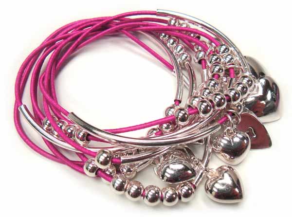 Fuchsia Pink Multi-Strand Charm Bracelet