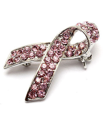 Pink Ribbon Breast Cancer Awareness Lapel Pin Brooch
