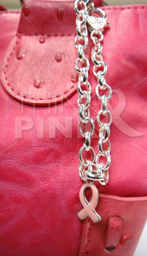 Fuchsia Shoulder Bag w-Pink Ribbon Charm Bracelet