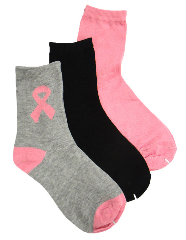Breast Cancer Awareness 3 Pack Socks -Style 10