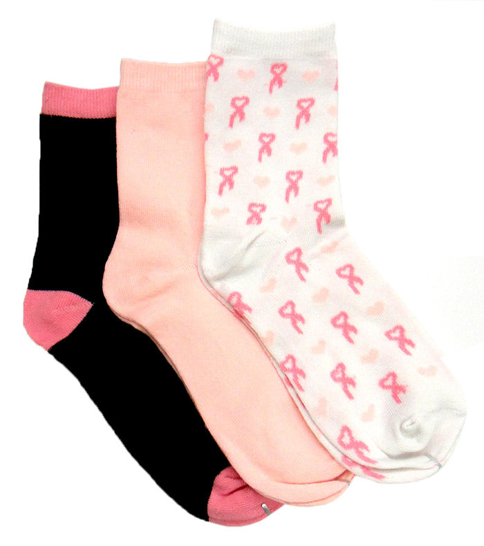 Breast Cancer Awareness 3 Pack Socks -Style 02