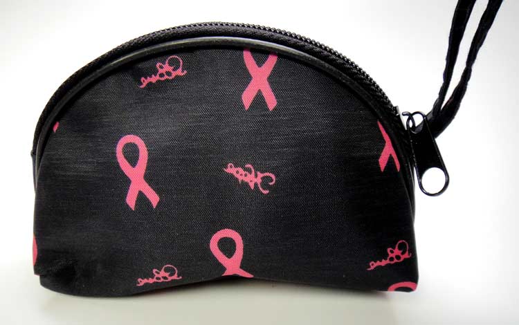 Black Coin Purse with Pink Ribbon