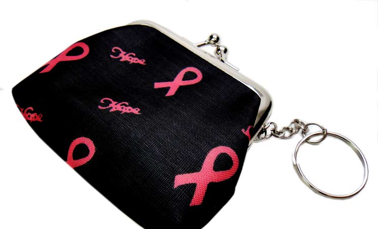 Pink Ribbon Coin Purse with Key Chain