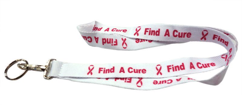 Breast Cancer - Find A Cure White Lanyard
