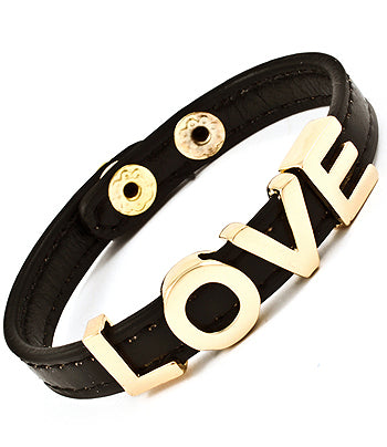 LOVE Black Leather Bracelet