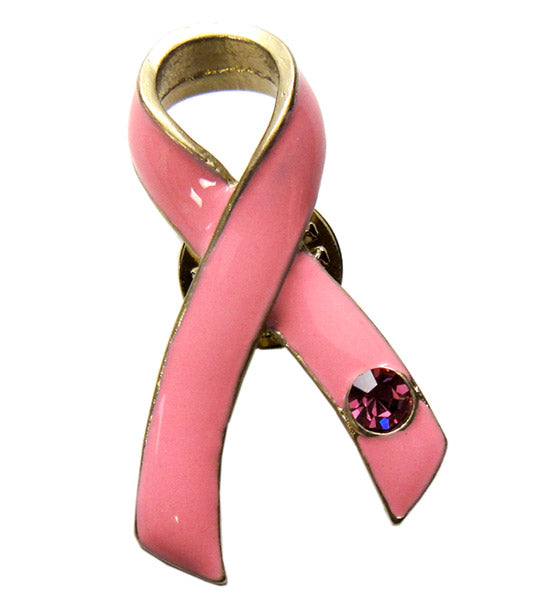 Pink Ribbon Cz Pin
