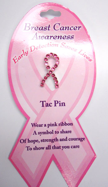 Cz Pink Ribbon Pin