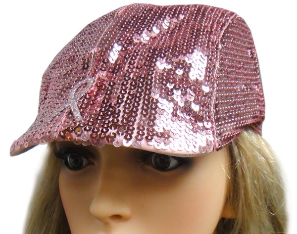 Pink Sequin Lady Diva Ivy Hat with Pink Ribbon