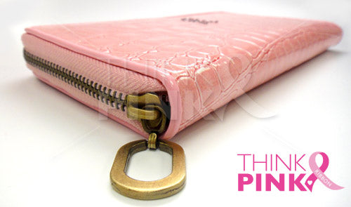 Pink Ribbon Wallet with Zipper