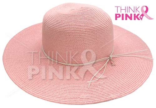 Pink Sun Hat with Pink Ribbon Charm