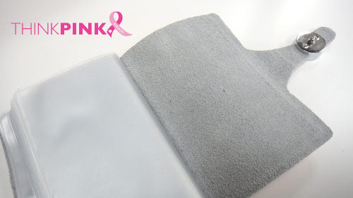 Pink Ribbon Leather Credit Card - Name Card Holder - Pink