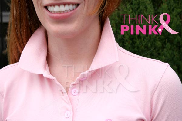 Ladies Pink Ribbon Polo Shirt -Pink
