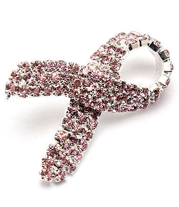 Pink Breast Cancer Awareness Ribbon Brooch Lapel Pin 1.25"