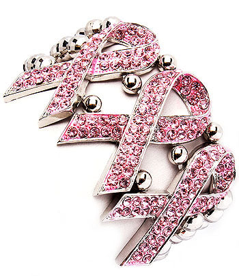 Pink Ribbon Breast Cancer Awareness Jewelry Crystal Rhinestone Stretch Bracelet