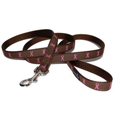 Pink Ribbon Dog Leash - Brown