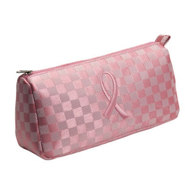 Pink Ribbon Cosmetic Bag with Squares