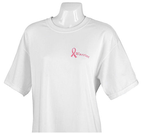 Pink Ribbon Warrior T Shirt-White