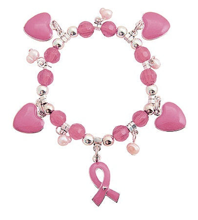 Pink Heart & Ribbon Bracelet