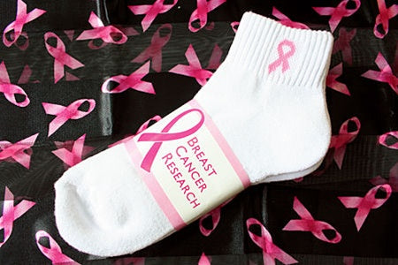 Breast Cancer Awareness 3 Pack White Athletic Ankle Socks