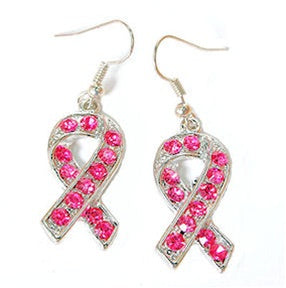 Pink Ribbon Cz Earrings