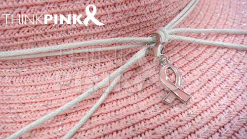 Pink Sun Hat with Pink Ribbon Charm