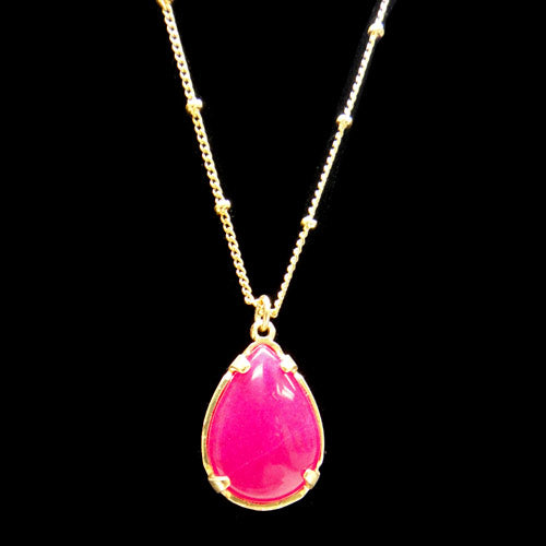 Fuchsia Stone Drop Necklace